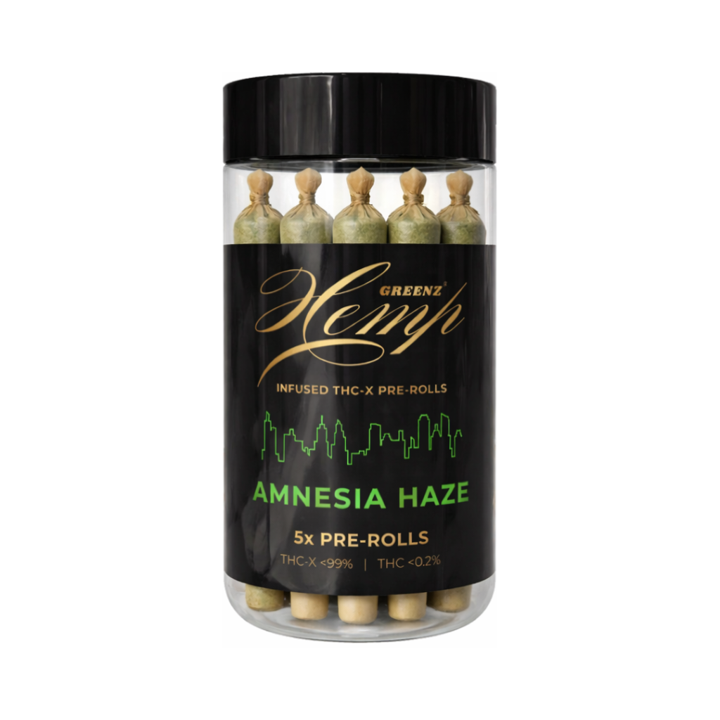 Greenz Hemp Infused THC-X Pre-Rolls Amnesia Haze 5x Pre-Rolls