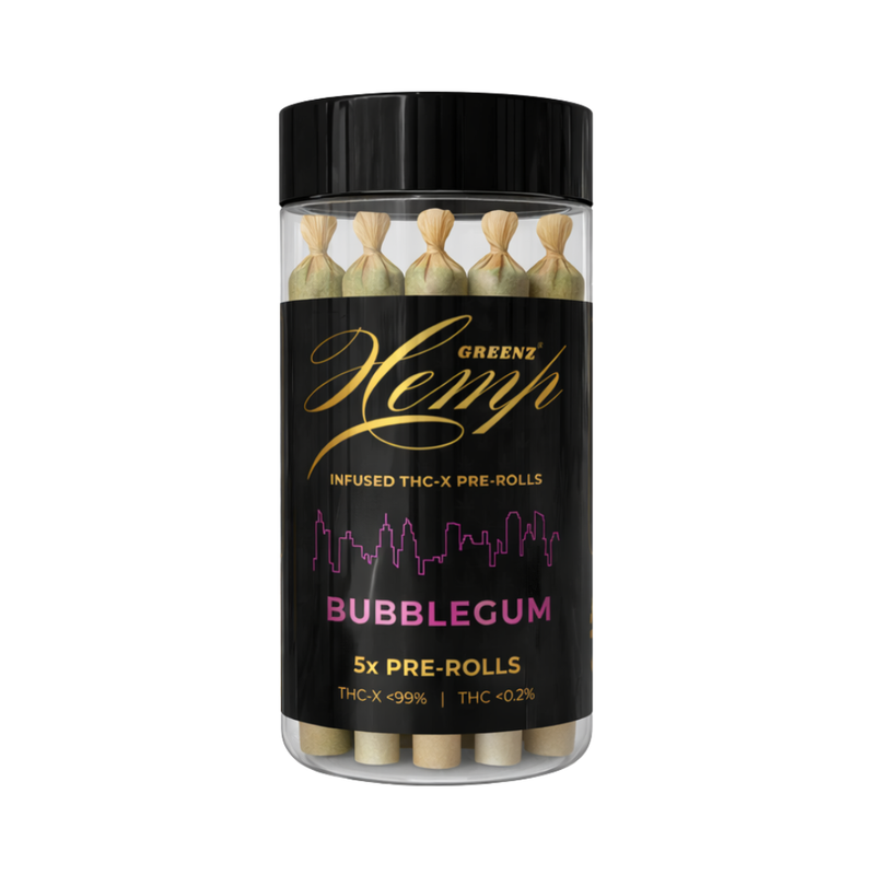 Greenz Hemp Infused THC-X Pre-Rolls Bubblegum 5x Pre-Rolls