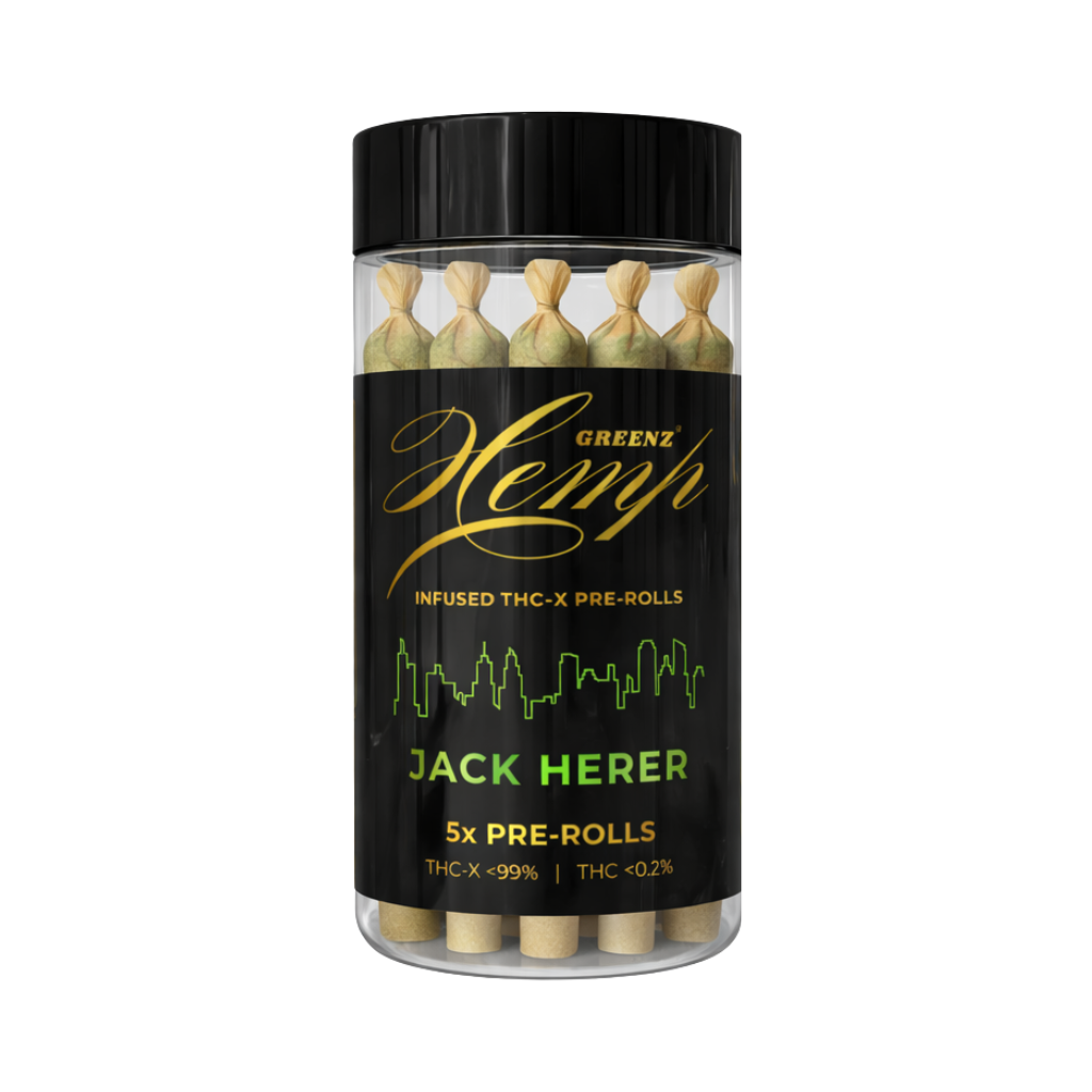 Greenz Hemp Infused THC X Pre Rolls Jack Herer 5x Pre Rolls