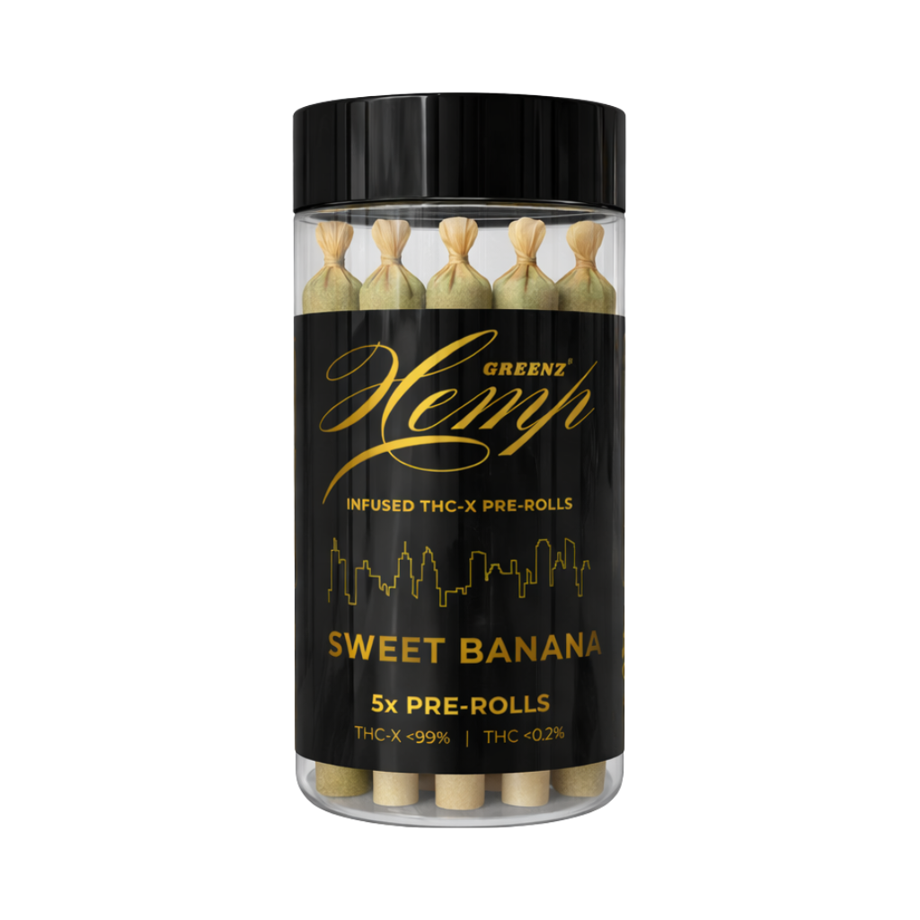 Greenz Hemp Infused THC X Pre Rolls Sweet Banana 5x Pre Rolls