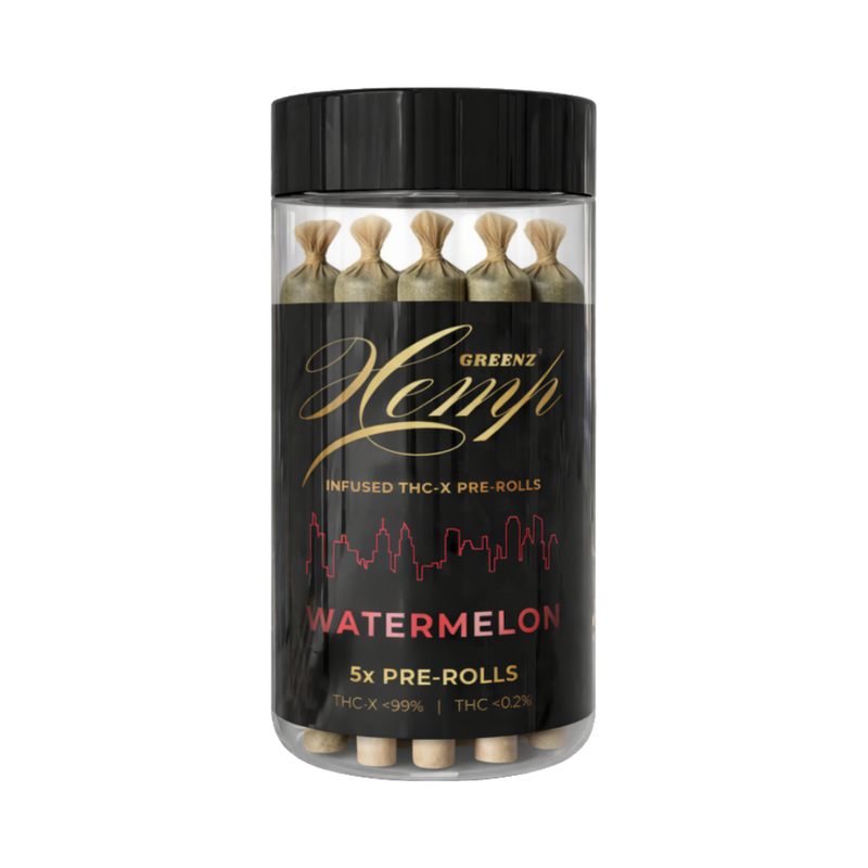 Greenz Hemp Infused THC-X Pre-Rolls Watermelon 5x Pre-Rolls